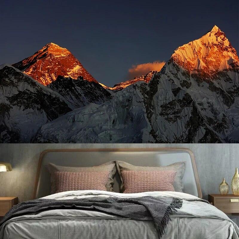Sunset Peak Natural Landscape Tapestry Wall Hanging Bedroom Dormitory Room  Decoration Background Cloth Home