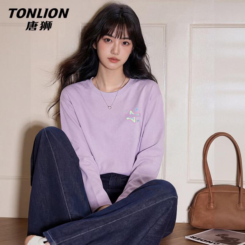 

TonLion Women s Pure Cotton Loose Fit Long Sleeve T-Shirt XL