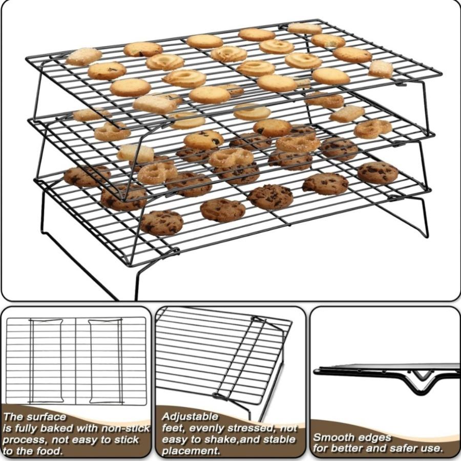 1 Stück stapelbares Kühlregal-Set | Gusseisen, Antihaftbeschichtet, Spülmaschinenfest, Ideal zum Kochen, Backen, Grillen, Ofen- und Spülmaschinengebrauch, -sicher, Schwarz