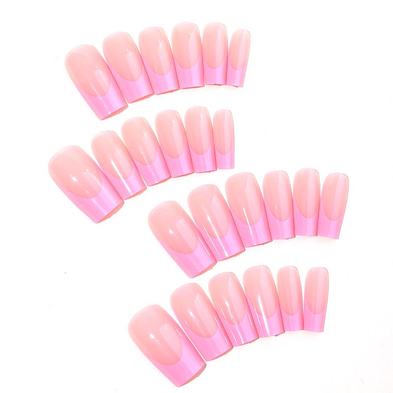 Pink French Edge Removable Nail Tips - Simple Style for Nail Art