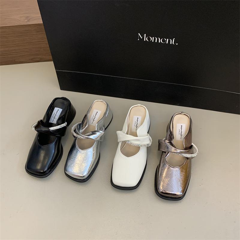 High Heels Thick Heel Bag Head Half Slippers Women's Summer Wear New Models with Skirts One Pedal Single Shoes Sandals