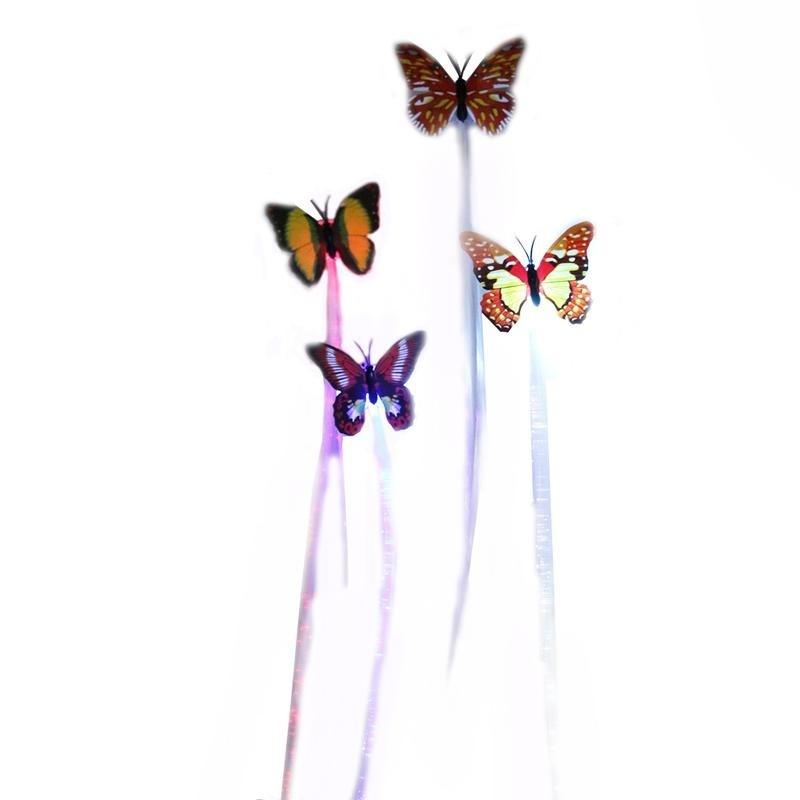 1Pcs Cute Butterfly LED Light-Emitting Fiber Optic Wire Hairpin Luminous Silk Braids Styling Tool