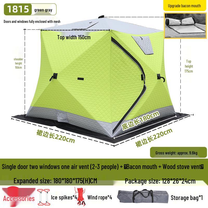 Hexagonal Cotton Ice Fishing Tent - Thickened, No Assembly Needed