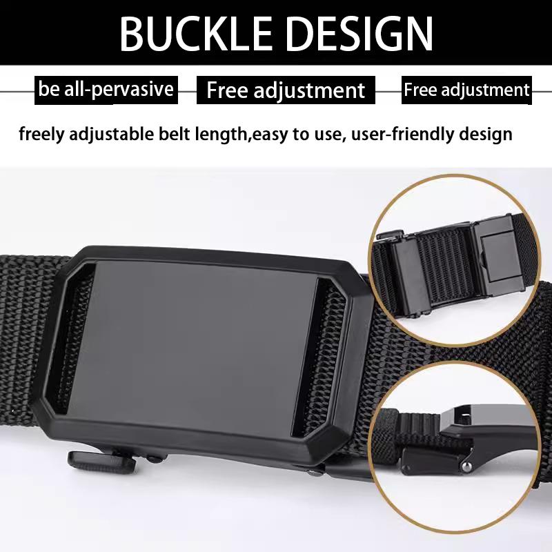 Men's Belt Automatic Metal Buckle Nylon Webbing Outdoor Work Tactical Belt Toothless Automatic Buckle Casual Sports Canvas Belts