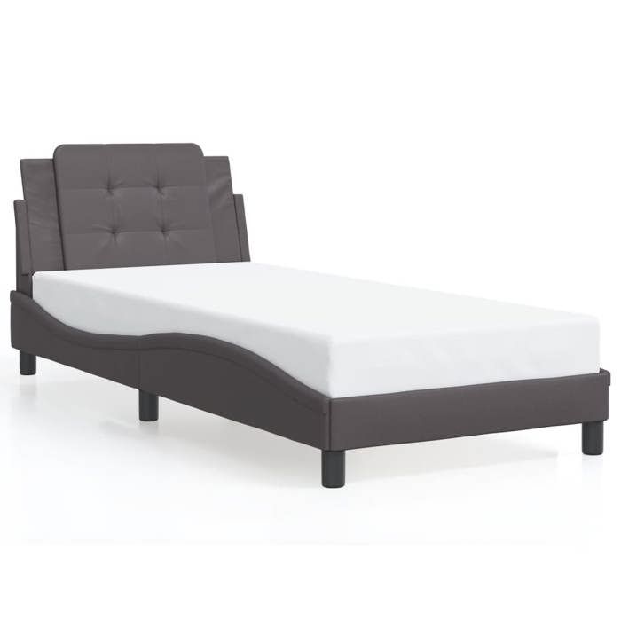 VidaXL Cadre de Lit avec Tête de Lit, Lit Rembourré, Lit Simple, Lit Adulte de Chambre à Coucher Intérieur, Gris 90x190 cm 3208152