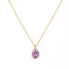 1pc Fashion Jewelry 18K Gold Plated Chain WaterDrop Diamond Pendant Necklace Stainless Steel 12 Months Birthstone Necklace