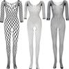 2024 Men's Sexy Jumpsuit Night Club Wear Male Nightwear Husband Erotic Fishing Net Full Body Stockings Tight Lingerie Costumes