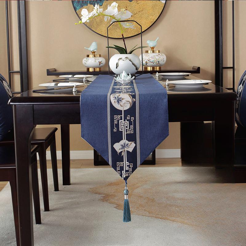 Waterproof New Chinese Style Table Flag Tea Ceremony Zen Tea Mat Tea Table Fabric Long Strip Tablecloth Chinese Style Tablecloth