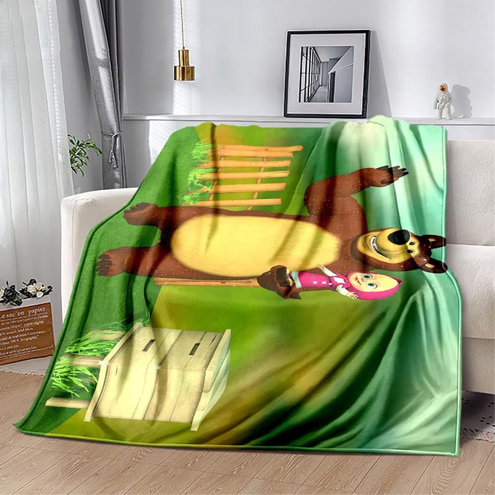 Masha Bear Blanket Warmthful Decor Great for Bedding Office Chair Office Four Seasons Universal Digital Print