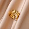 Anello aperto a forma di cuore in acciaio inossidabile color oro per donna, non scolorisce, alla moda, squisito, estetico, gioiello romantico per coppia