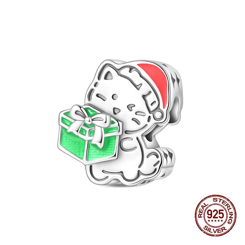 Christmas Charms Beads Copper Christmas Tree Snowman Elk Charm Fit Original Bracelet Pendents Women Party Jewelry