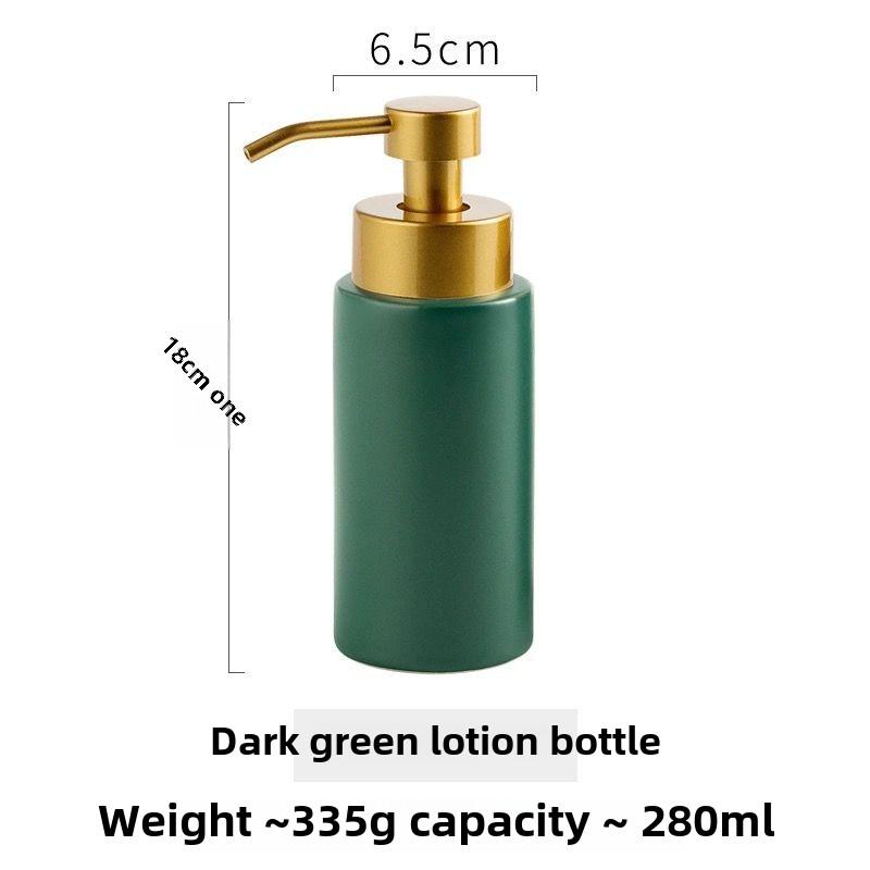 Kreative zylindrische Keramik-Lotionflasche Hotel-Badezimmer Tragbare Shampoo-Flasche Goldener Pressseifenspender Badezimmerzubehör