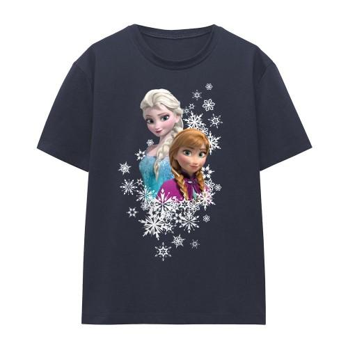Frozen Womens/Ladies Anna And Elsa Snowflake Portrait T-Shirt