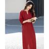 Demana Summer Petite Linen Blend Round Neck Straight Dress
