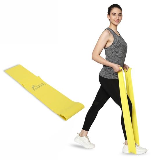 

Лента для фитнес-упражнений Flamingo Premium Fitness, безлатексные ленты-эспандеры ДЛЯ йоги | Уровни 4,5 кг | Длина 1,5 м, ширина 4 дюйма, желтый