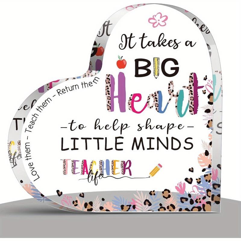 

2D Flat, Teacher Thank You Gift Heart-Shaped Acrylic Plaque, Suitable for Wall Decoration, Porch, Room, Villa, Accents Home, Hallway, or Workplace - R 10*10CM
