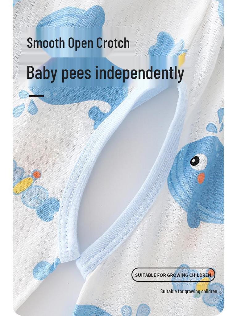 Baby Cotton Cartoon Open-Crotch Pants for Potty Training - Cool & Cute Summer Style for Infants & Toddlers