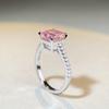 Prsten S925 Sterlingové stříbro Třešňově růžový drahokam & Vysoce uhlíkový diamant Ledový květinový výbrus