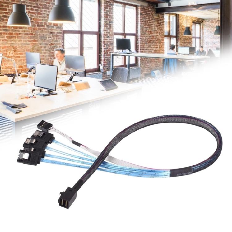 MiniSAS Host SFF-8643 zu 4SATA Backplane-Kabel, 0,5 m mit Sideband für verbesserte Datenintegrität