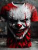 Terrifying Joker 3D Printed T-shirt Exaggerated Designer Horror Party Men's Street Casual Short Sleeve Summer Dress