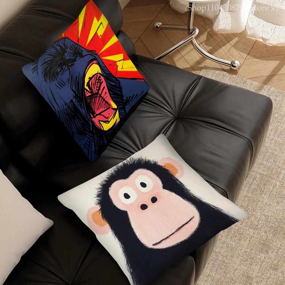 G-Gorilla Creative Cartoon Animation Pillow Case Square Pillow Bedroom Sofa Leisure ComfortCar Living Room Home Decoration 40X40