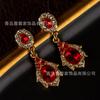 French Retro Baroque Encore Ruby Earrings With A Sense Of Luxury Luxurious Dance Party Banquet Light Vintage