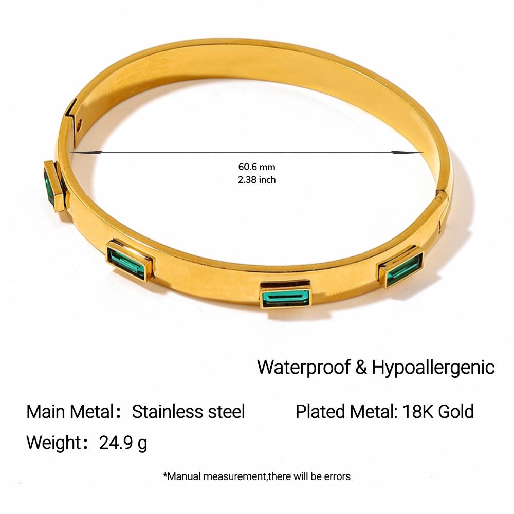 Yingtai Women's Non-fading Oval Colorful Irregular Stainless Titanium Steel Bracelet, Electroplated 18k Gold, European & American Style.