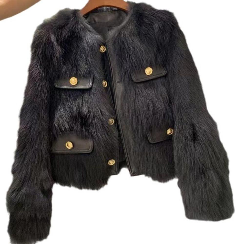Dámská kožešinová bunda Podzimní a zimní Mladá Nová Imitace Liščí Kožešiny Štíhlý a Tenký Kožešinový Kabát