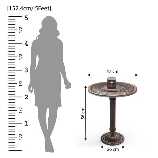 Round Mango Wood Sofa Table Hand Carved 56cm