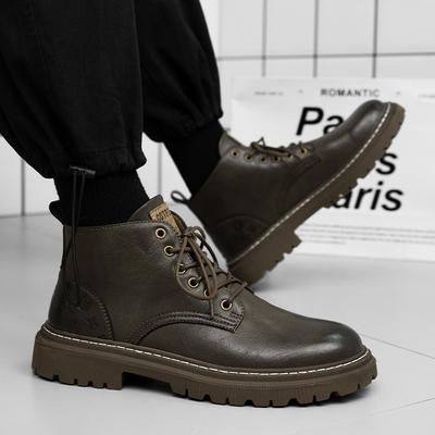 2025 New Casual Winter Shoes Non-Slip Outdoor Walking Booties Male Fashion Sneakers Men's Genuine Leather Lace-Up Ankle Boots