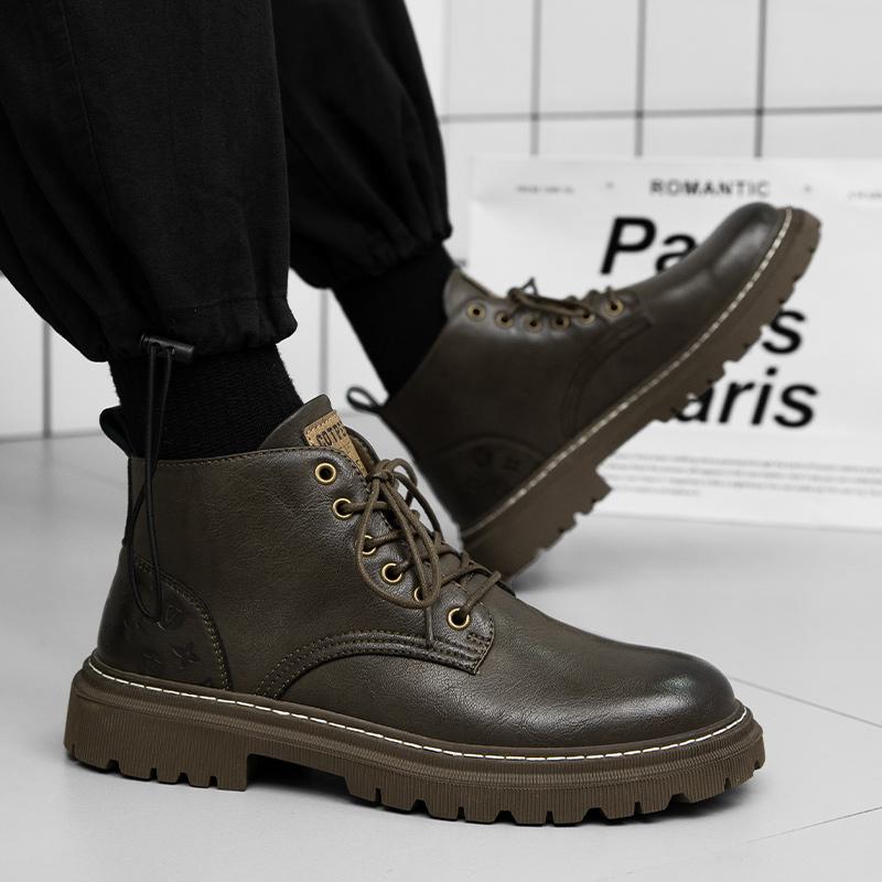2025 New Casual Winter Shoes Non-Slip Outdoor Walking Booties Male Fashion Sneakers Men's Genuine Leather Lace-Up Ankle Boots
