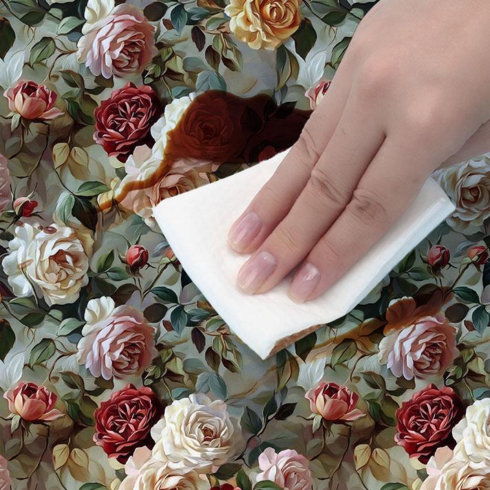 Vintage Blumen selbstklebende Tapete Aluminiumfolien-Rückseite Wasserdicht Abziehbar und Aufklebbar Wandaufkleber für Wohnzimmer Küche Badezimmer Heimdekoration
