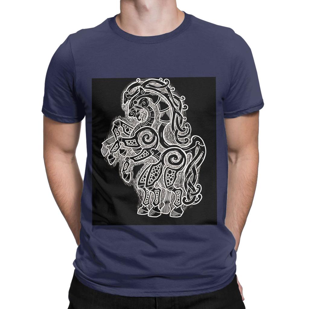 Sleipnir White on black Novelty 100 Cotton TShirt Sleipnir Tops Tees For Unisex