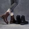 Fashion Autumn and Winter Genuine Leather Chelsea Boots for Women's 2025 New British Short Boots Women Brown Mid pipe Smoke Pipe Boots
