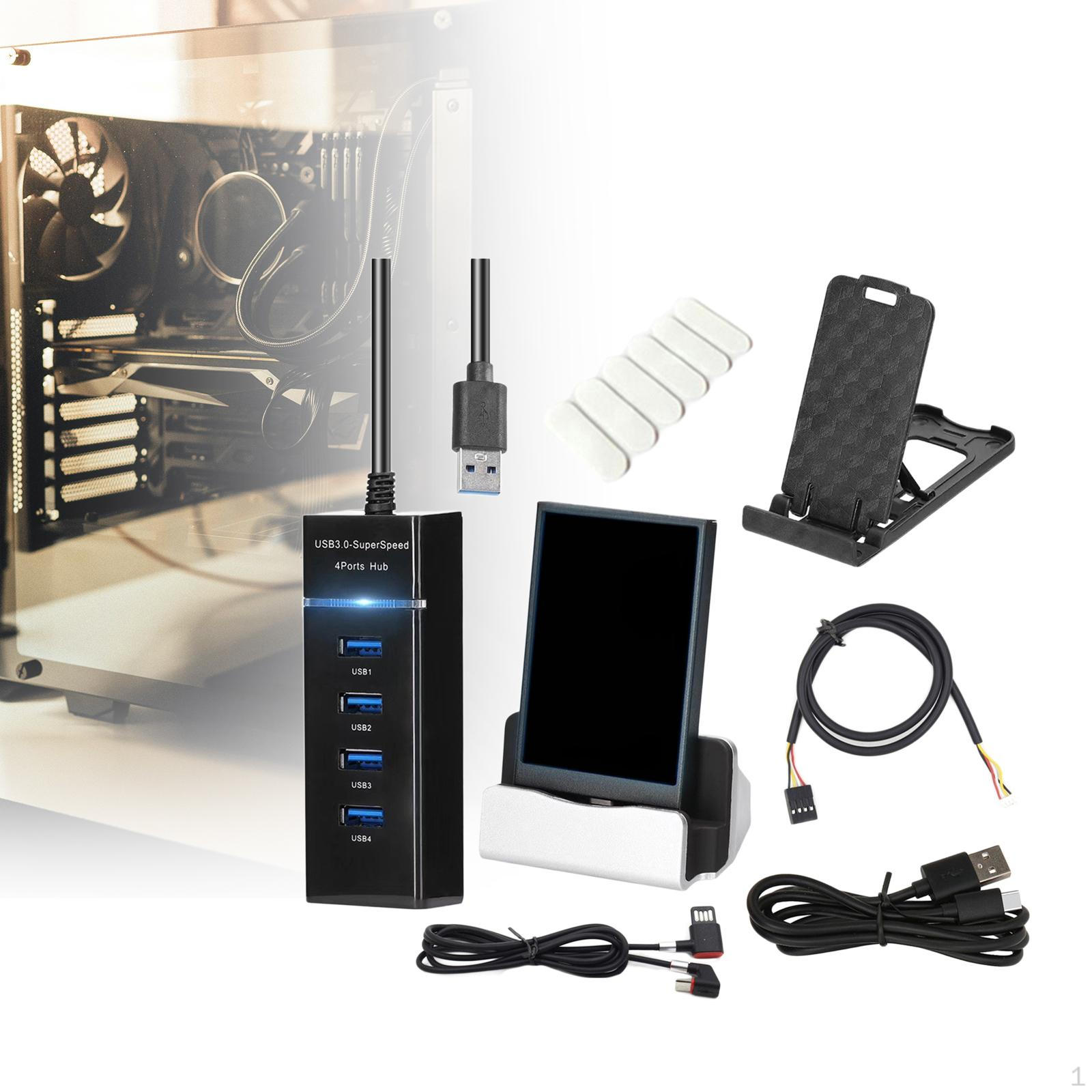 

3,5-дюймовый мини-подэкран IPS USB Дисплей температуры ПК Горизонтальный Вертикальный Прочный с чёрный