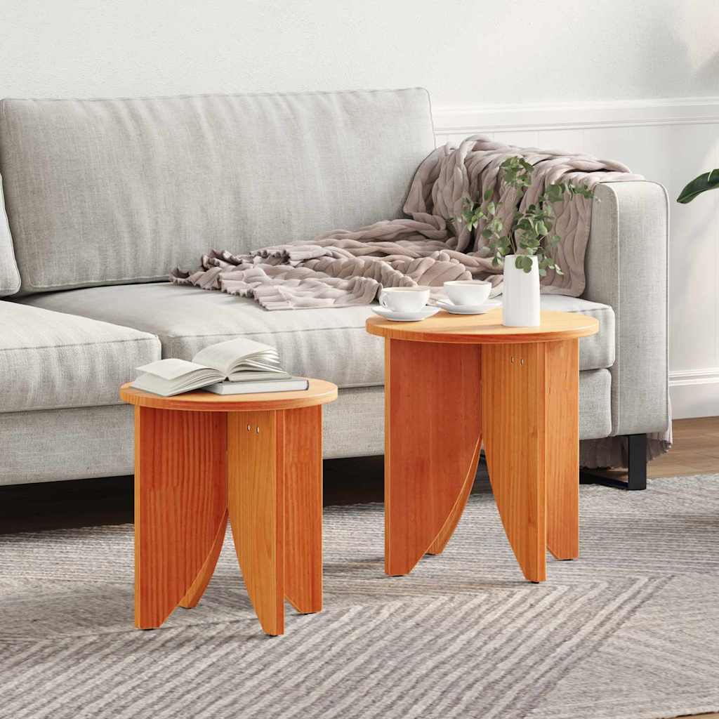 Coffee Table Set 2 pcs Wax Brown