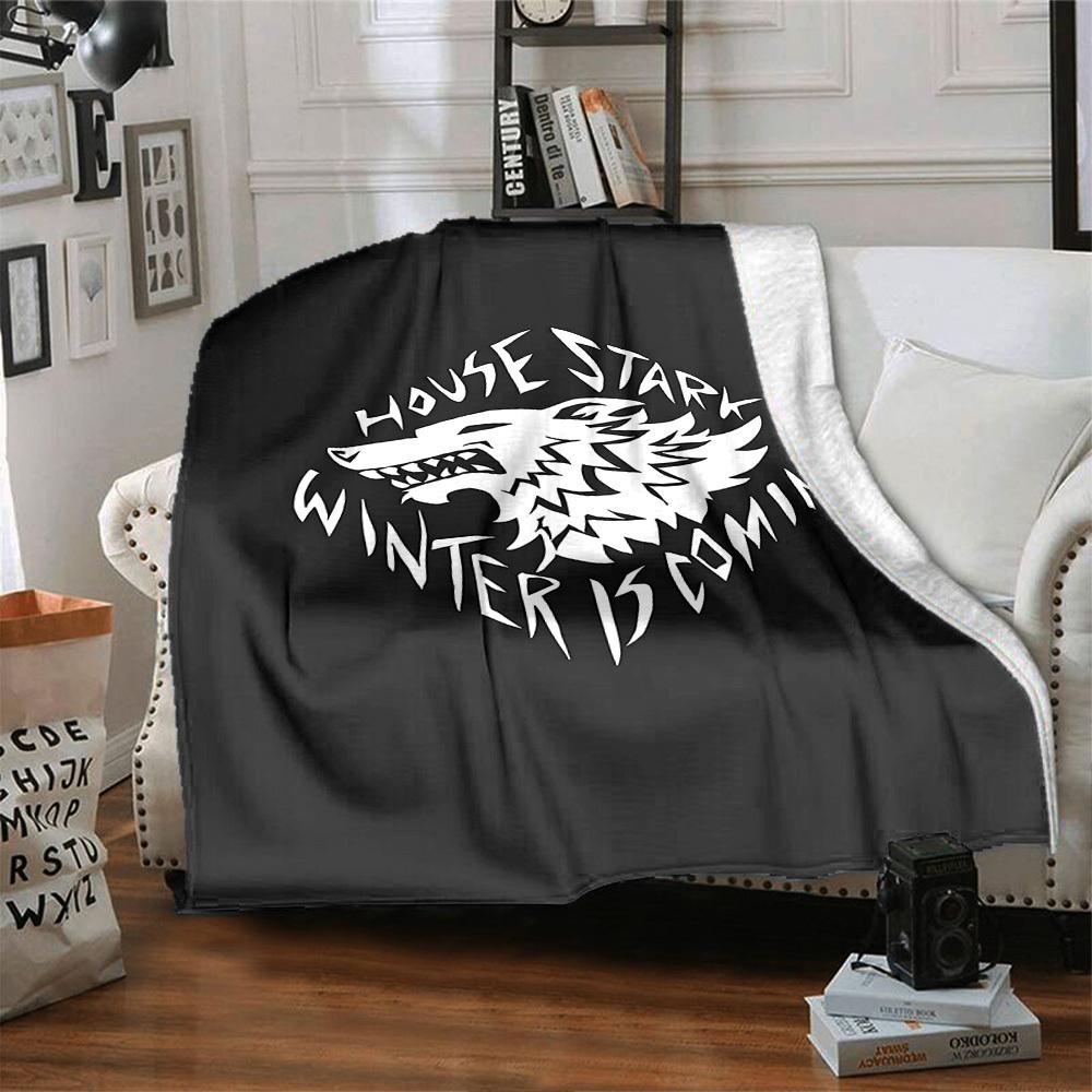 1ks Dům Stark Zima se blíží Měkká flanelová přikrývka pro všechna roční období pro domov, kancelář, venkovní použití Odolný komfort Měkká teplá přikrývka pro domov