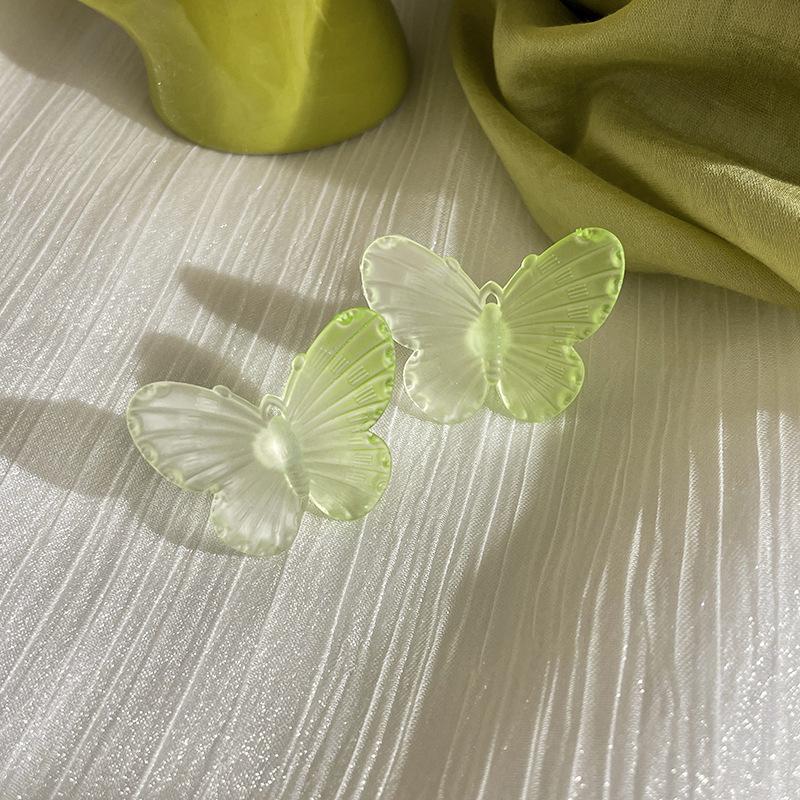 Mori Butterfly Flower Green Earrings Temperament Versatile Stud Earrings Personality Sweet Small Fresh Earrings