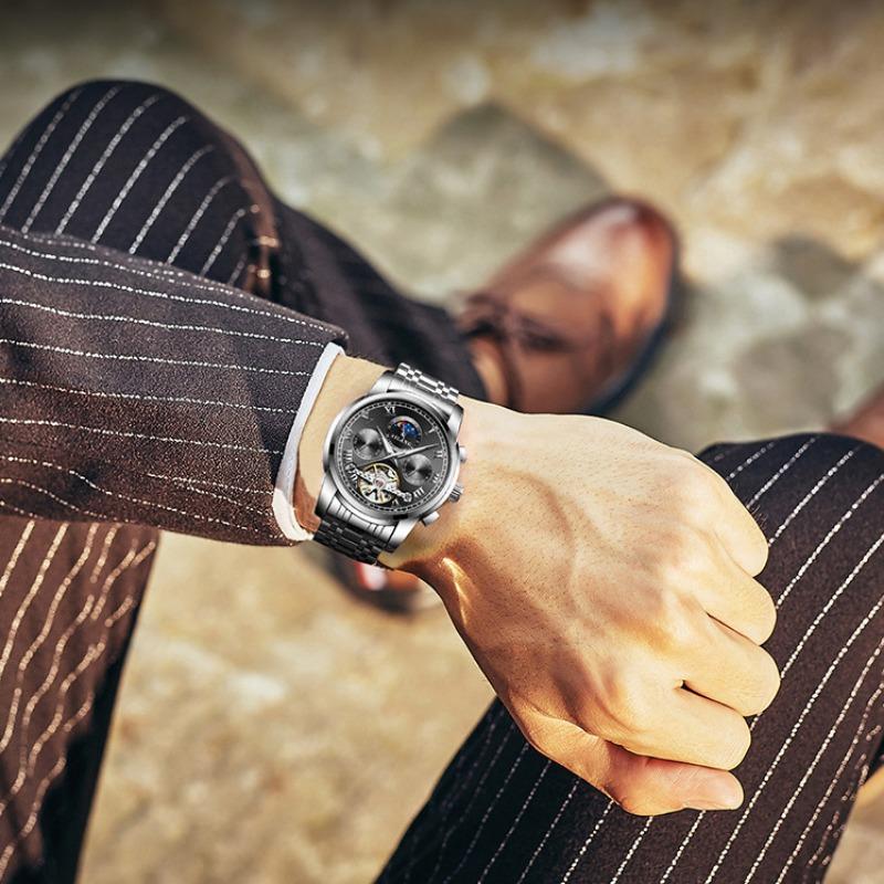 AILANG Neue Business Tourbillon Hohl Vollautomatische Mechanische Uhr Herrenuhr Wasserdichte Herrenuhr