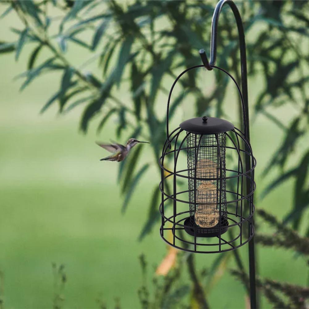 Durable Iron Cage Bird Feeder Iron Bird Food Dispenser Feeding Column Bird Feeder Garden Use