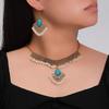 Turquoise Tassel Necklace & Earrings Retro Pearl Set