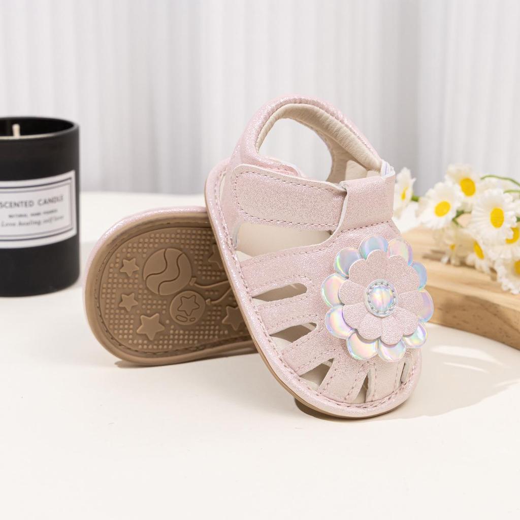 Summer Sunflower Toddler Sandals - Baby Girls' Rubber Sole Shoes 2026