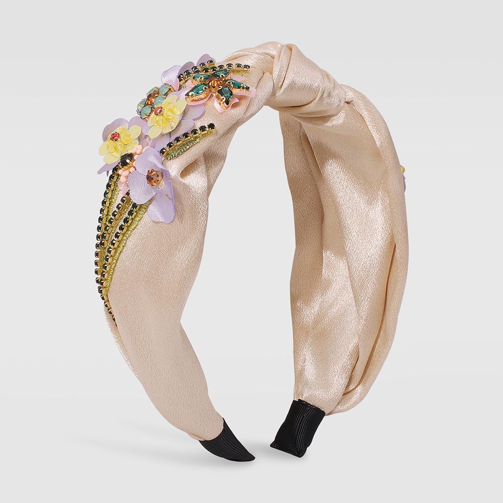 Colorful Rhinestone Headband Middle Knot Turban Hairband For Women Girls Handmade Casual Head Band New Fashion Hair Accessories