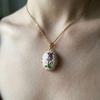 Titanium Steel Photo Locket Pendant Necklace Openable Glazed Flower Choker  Girl