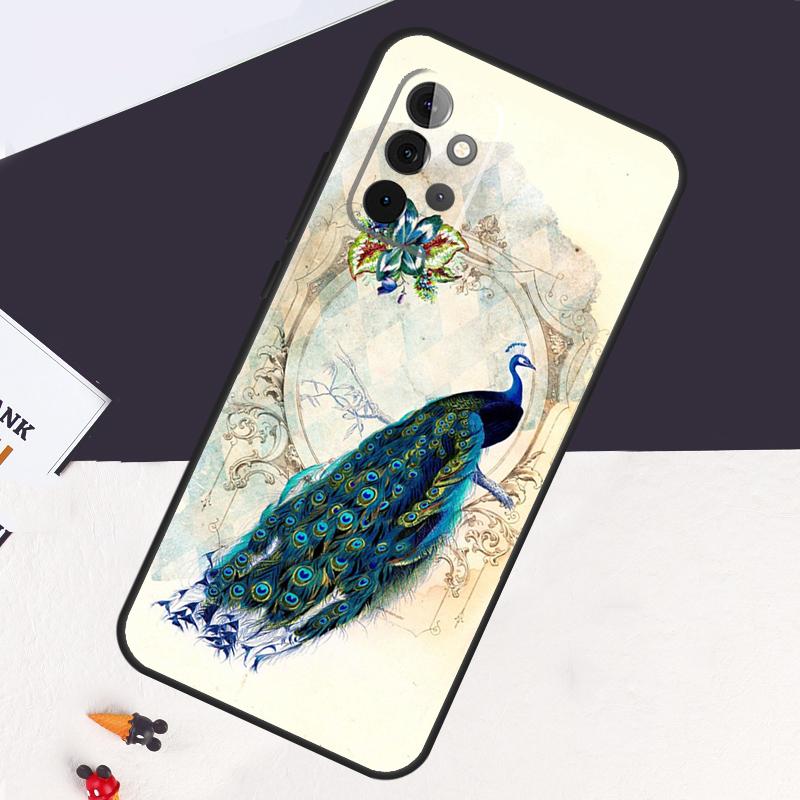 Bird Peacock Feather Case For Samsung Galaxy A05 A06 A26 A16 A56 A36 A22 A32 A52 A54 A34 A14 A55 A15 A53 A33 A35