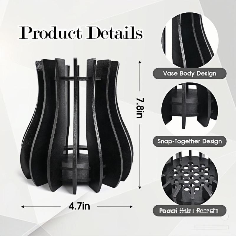 Holzvasen-Set für Rosen/Kirschblüten/Blüten/Sonnenblumen, für botanische Sammlung, stilvolle Heimvase, Tischdekoration, Puzzle-Ständer