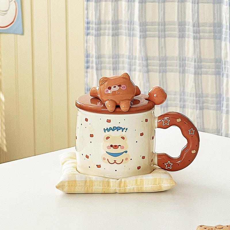 Cute Little Bear Mug High Appearance Level Ceramic Cup Design Sense Breakfast Cup Milk Cup  Gift Box As A Souvenir