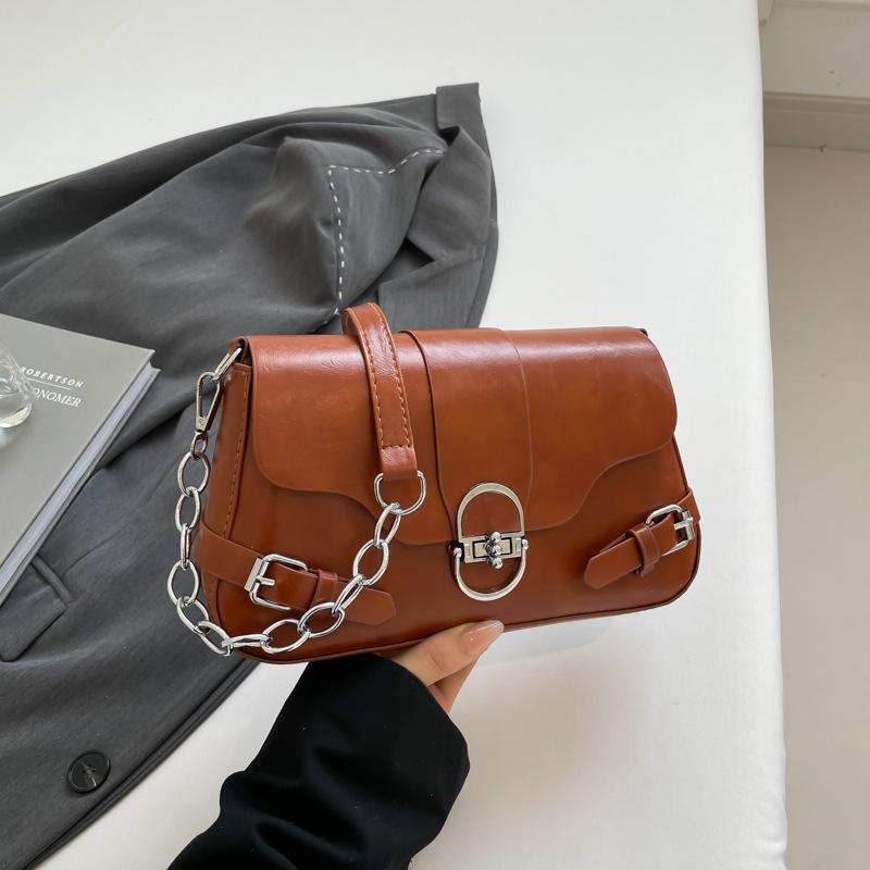 Summer new Spice Girl locomotive armpit bag fashion lock shoulder messenger bag simple handbag
