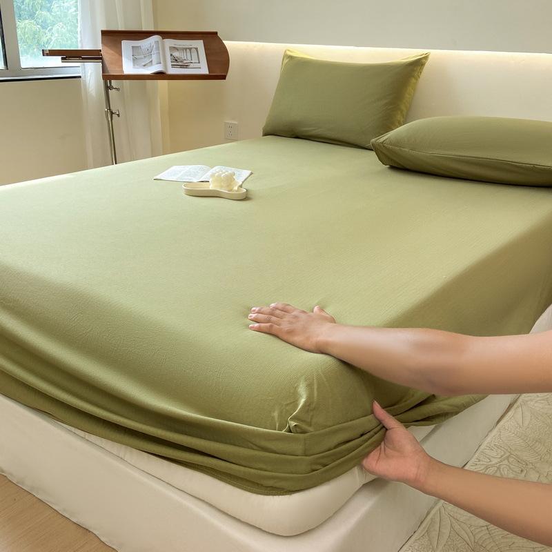 Простыня с эластичным мытым хлопковым голубым цветочным принтом — фото 17