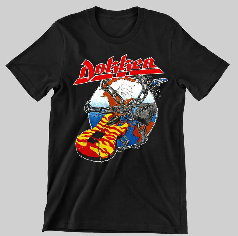Vtg Dokken Band Short Sleeve Cotton Black All Size Unisex Shirt BL291